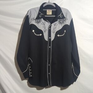 Vintage H Bar C Embroidered Western Shirt XL Cowboy Rockabilly